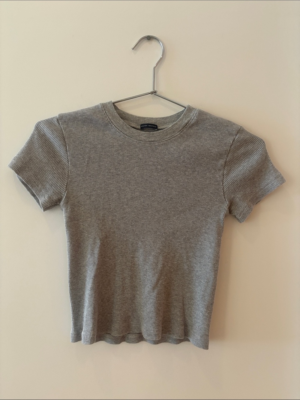 Brandy Melville Heather Gray Ribbed Crewneck Tee